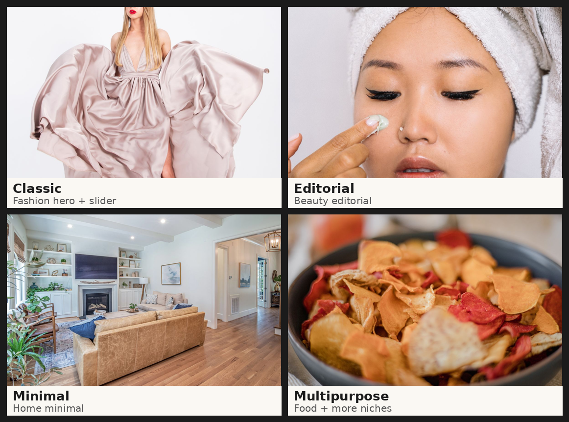 Versa preview: Classic fashion, Editorial beauty, Minimal home, Multipurpose food
